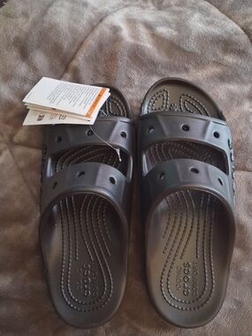 Crocs Baya Slide Double Strap Sandals in Black Size 8